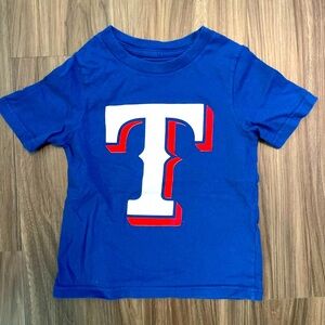 Texas rangers unisex Blue T-Shirt with Red and White T Logo size 4T